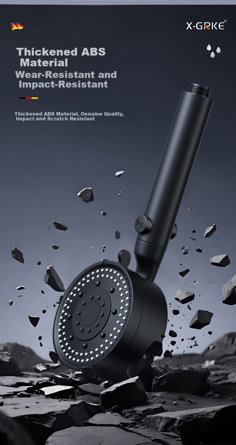 X-GRKE [Germany] High-Pressure Shower Head Turbo Boost Large Water Flow Bathroom Shower Sprayer 11