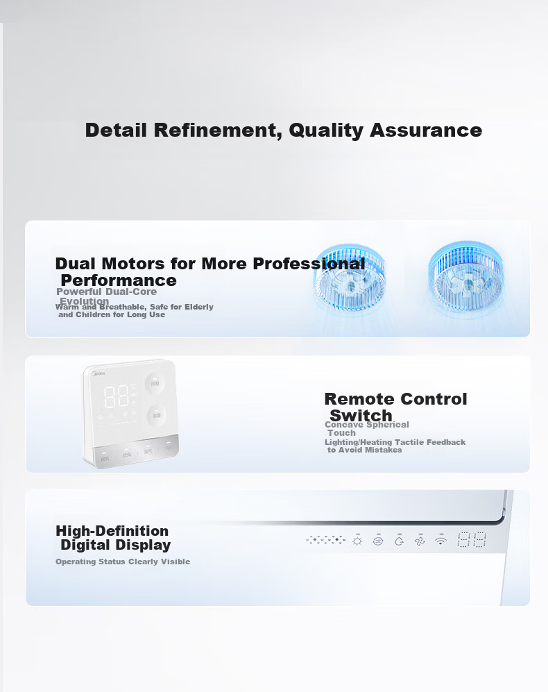 Midea JD Smart Bath Heater with Warm Air, Lighting, Ventilation, Integrated Bathroom Heater AI Human Sensor Sense X1 12