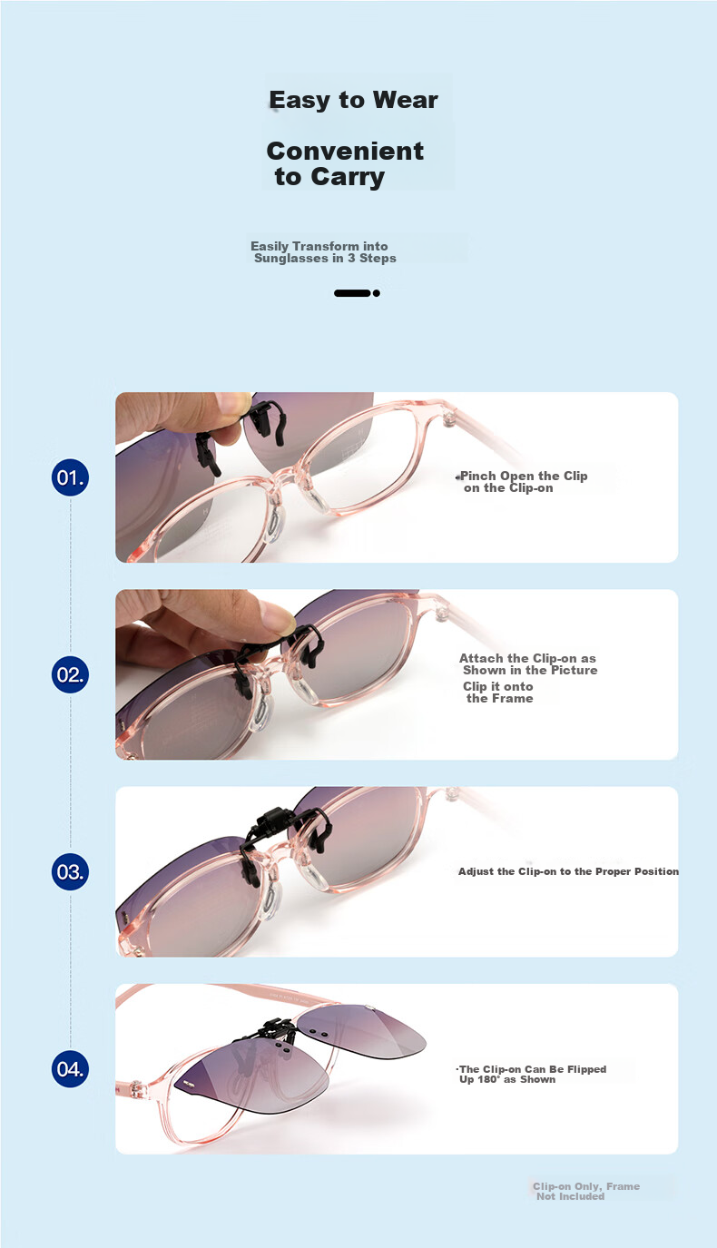PARIM Kids Clip-On Sunglasses Unisex Lightweight Polarized UV Protection for Students Compatible with Prescription Frames 10