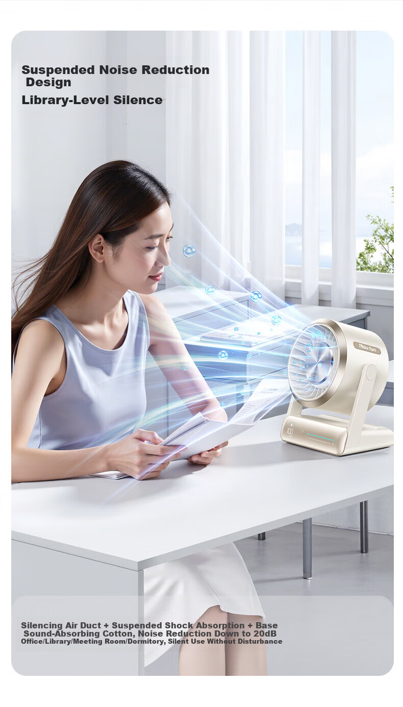 Portable USB Ion Negative Ion Desktop Fan Ultra-Quiet Lightweight Small Electric Fan for Dorm Office Home Outdoor Camping Air Purifier Fan Plug-in White 11