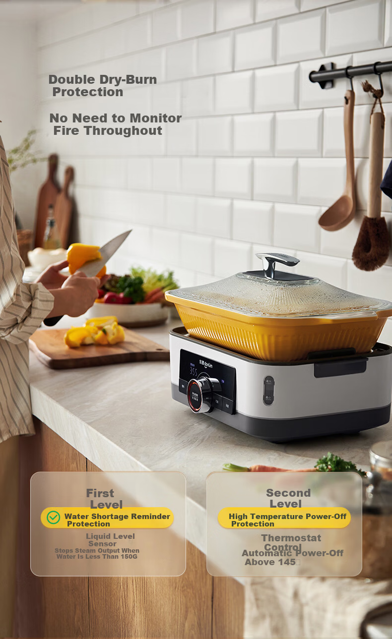 Donlim 618 Price Protection Electric Steamer Multi-Functional Steaming and Stewing Pot Double-Layer Stainless Steel 1005 Upgraded Large Capacity Steam Cooker with Reservation Timer for 3-4 People DL-3 24
