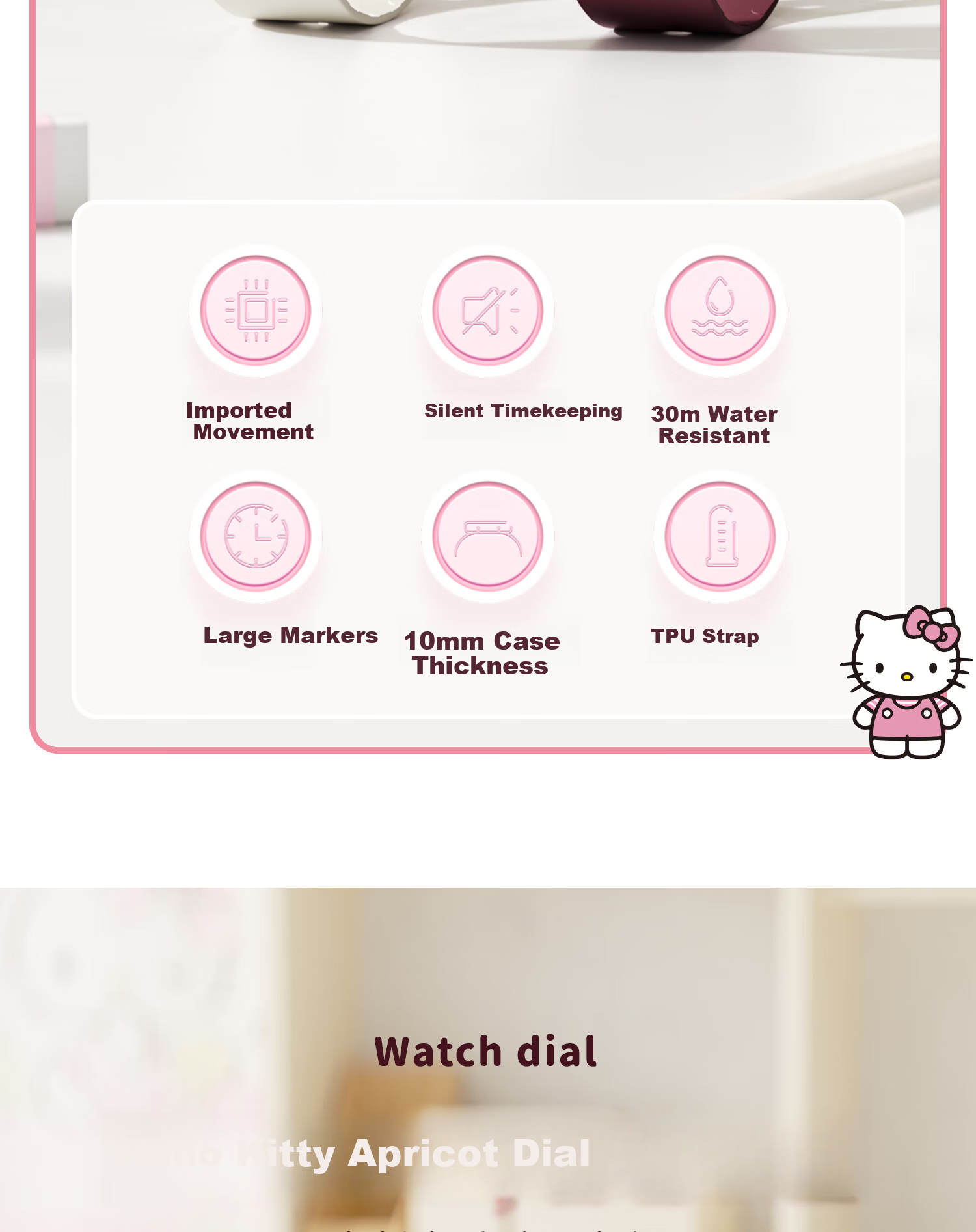 Hello Kitty Student Exam Watch for Girls Middle and High School Quiet Quartz Movement 3