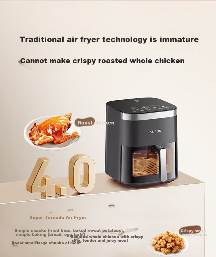 SUPOR Tornado Air Fryer Dual Heat Source 6.5L Fully Automatic Fryer and Oven Titanium New Steam Tender Fry KD65D852 2