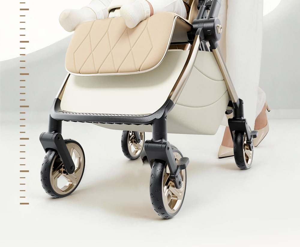 Welebao Baby Stroller Reversible Seat Recline 0-3 Years Lightweight Shockproof One-Key Folding High Landscape 46