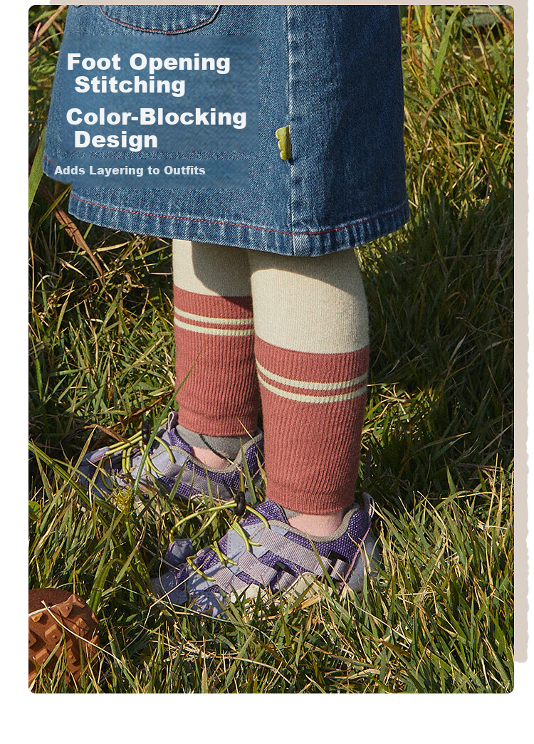 Papa Spring Children's Leggings Tights Girls High Elasticity Skin-Friendly Color Block Versatile Fashionable 3