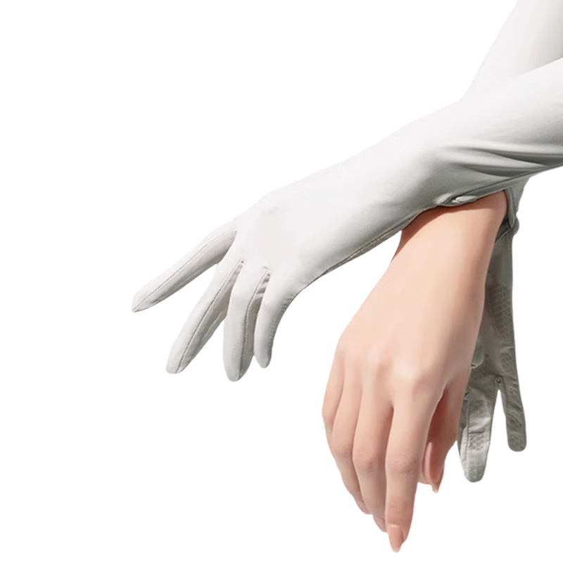 FitonTon Women's Summer Outdoor UV Protection Sun Sleeve Long Ice Silk Fingerless Sun Gloves for Cycling