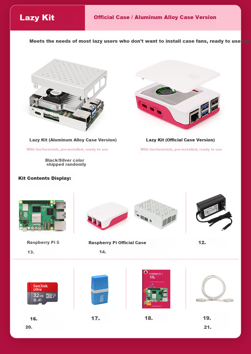 Chuanglebo Raspberry Pi 5 Basic Starter Kit 2GB 4GB 8GB 16GB Raspberry Pi 5 Development Board Mainboard 5B 8GB No SD Card Basic Kit 6