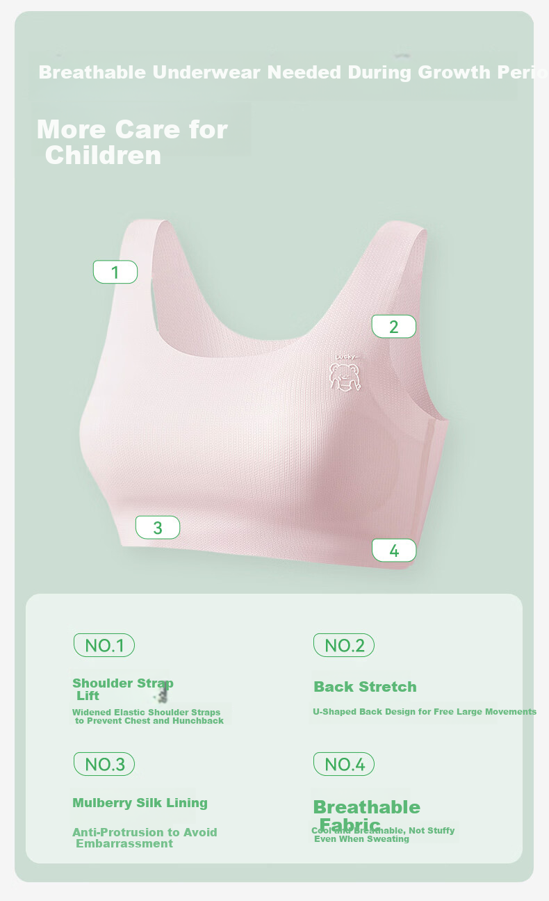 Seven-Color Spinning 2-Pack Girls' Underwear Developmental Period 6-12 Years Summer Thin Big Kids Elementary School Vest Girls' Bra 3