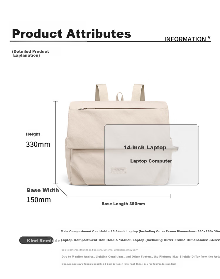 GOLF Casual Women's Backpack 14/16 Inch Laptop Bag Lightweight Shoulder Tote Travel Dual-Use School Bag 27