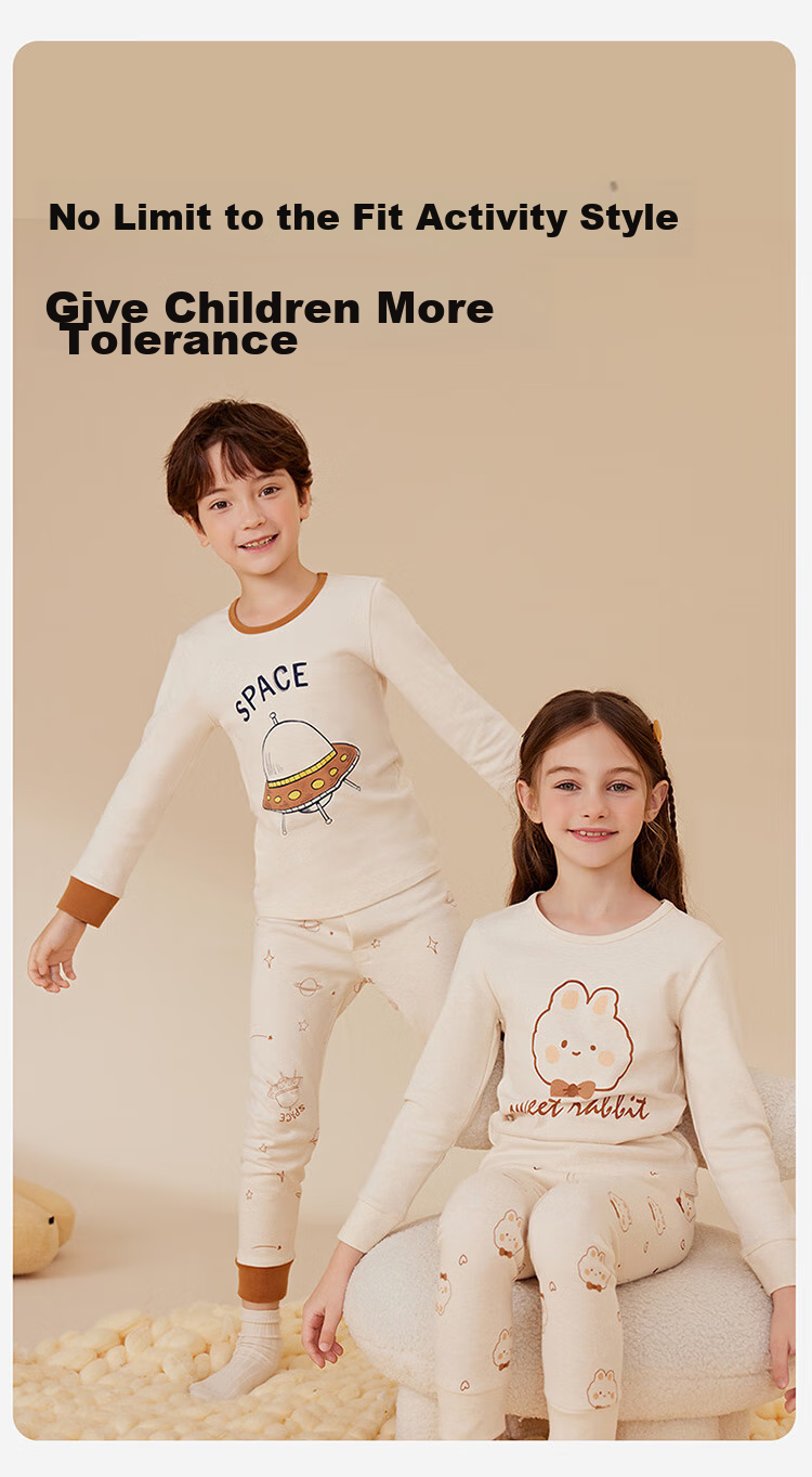 Dingguagua Children's Autumn Underwear Set, Boys' Pure Cotton Base Layer, Thin Style for Older Children, Cotton Sweater, Colorful Cotton, 6120, Size 120 9