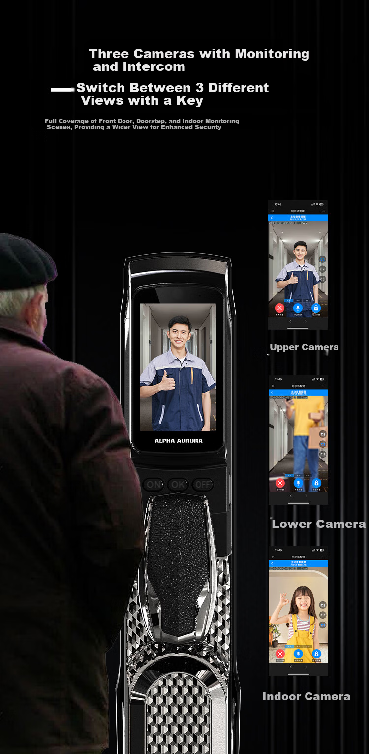 ALPHA AURORA Smart Door Lock P14 Navigator Edition Three-Camera Palm Vein Face Fingerprint Recognition Password Lock with Free On-Site Installation 9