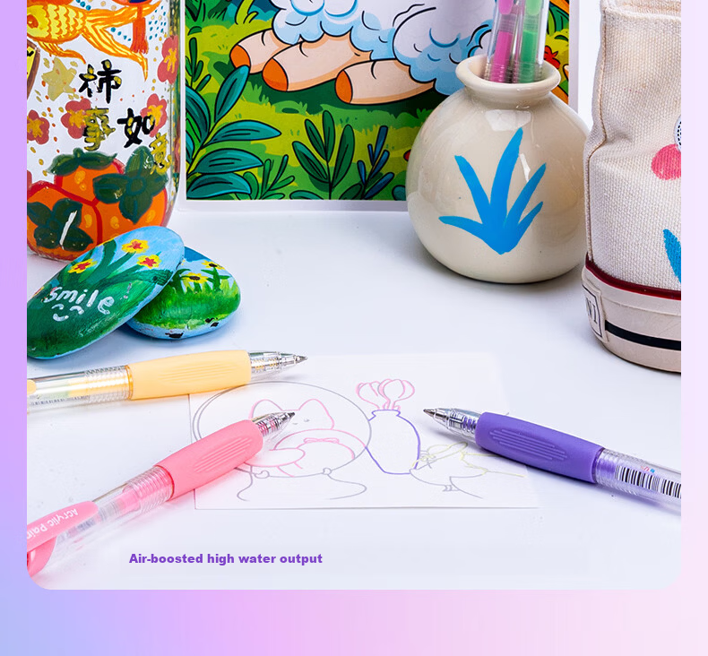 M&G Click Colorful 0.5mm Gel Pen Acrylic Marker Ins Style Painting Pen for Elementary to High School Students Black/6pcs AGPUC502 6
