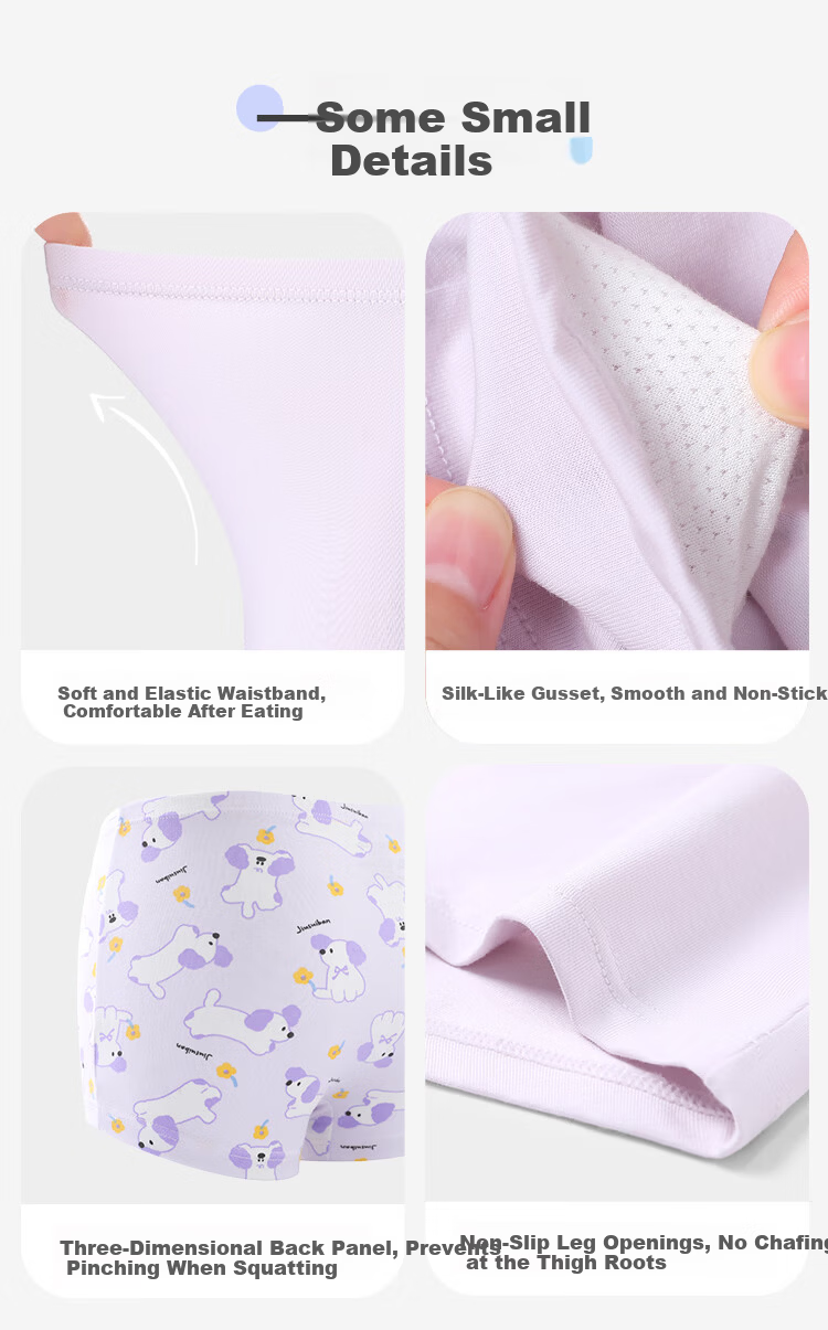 Jiusuiban 95% Long-Staple Cotton Girls' Underwear 3-15 Years 7A Antibacterial Silk Gusset Boxer Shorts Cartoon A-Class 9