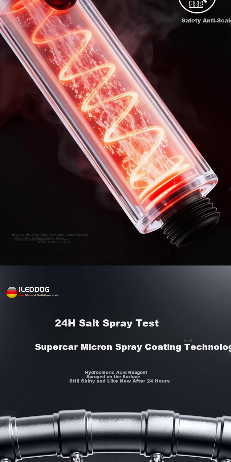 ILeddog [Germany] High-Pressure Shower Head Space Aluminum Handheld Bathroom Shower JS Handheld 13