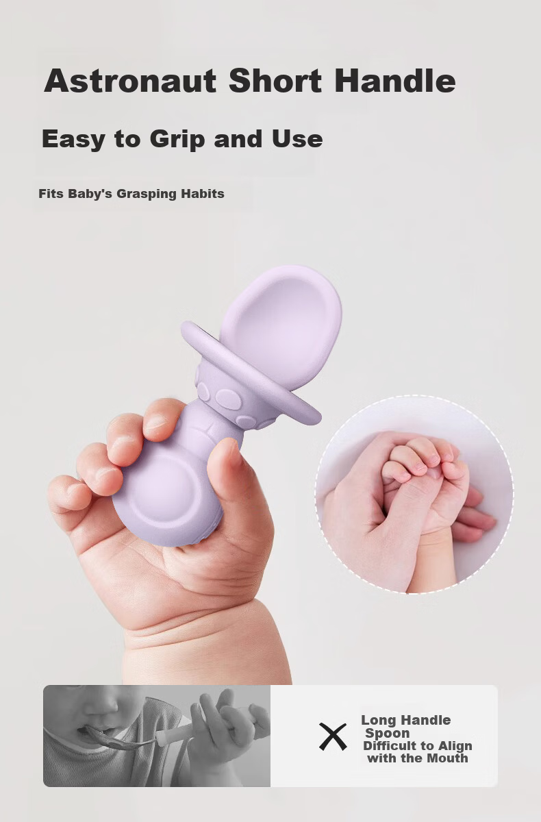 Haakaa Astronaut Silicone Baby Feeding Spoon and Fork Set Blue Children's Lunch Box for Self-Feeding Training 7