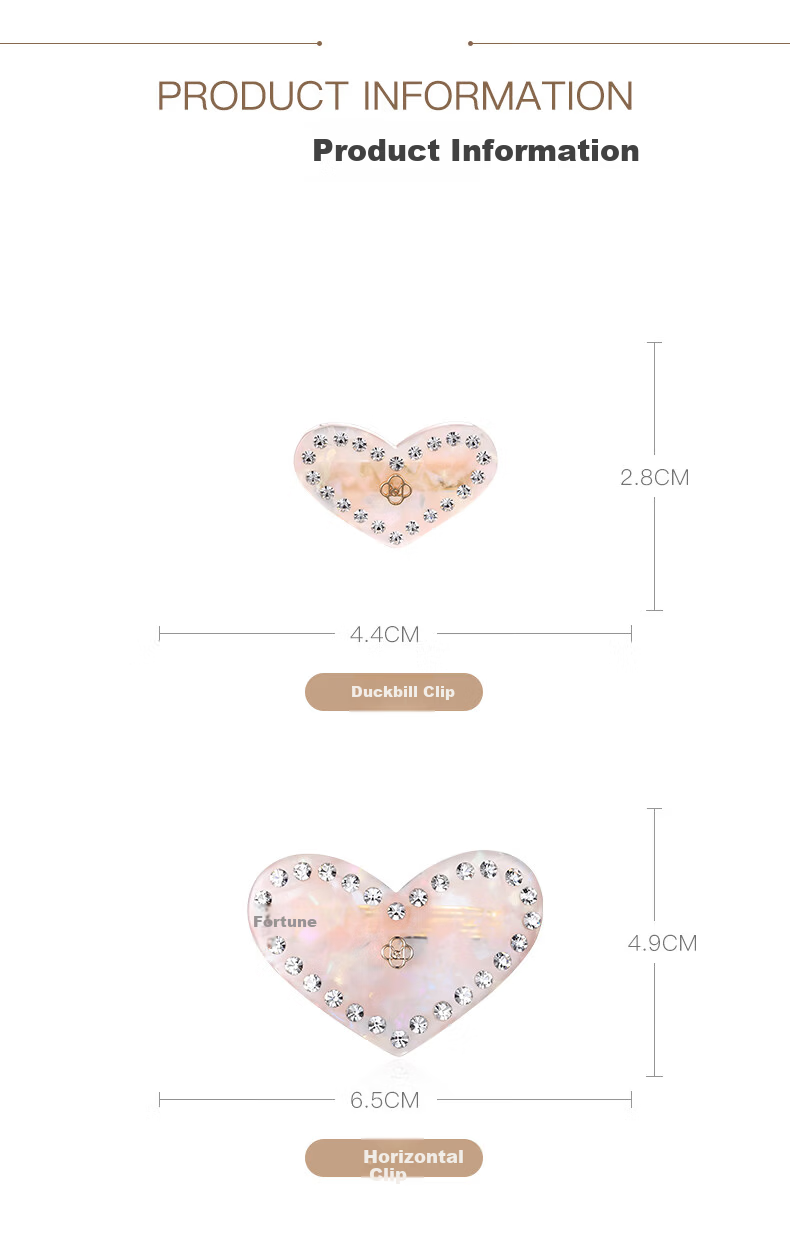 Cercoo Liu Yifei Huang Yimei Pink Heart Acetate Hair Clip Bangs Side Hairpin Hair Accessory 4