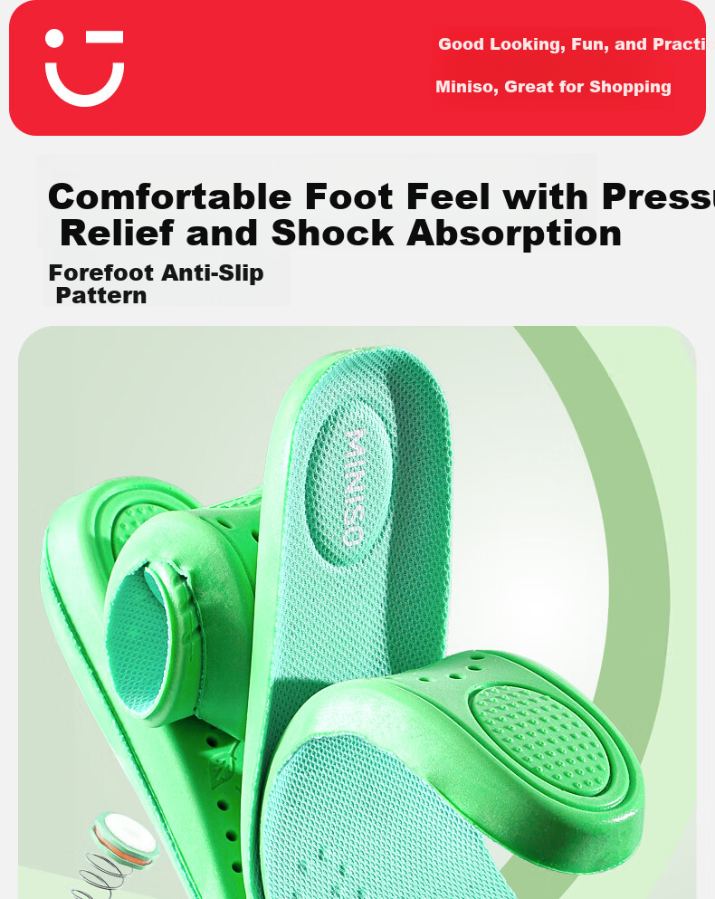 MINISO 2 Pairs Tea Scented Odor-Resistant Shock Absorbing Sports Insoles for Men, Soft and Breathable, Comfortable for Long Standing, Military Training, Size 39-40 Women 9