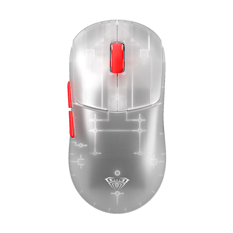 AULA SC580EVO Wireless Mouse Dual 8K AL530 Controller Lightweight Ergonomic Gaming Office Wired 2.4G Bluetooth Tri-mode Long Battery Life White Translucent