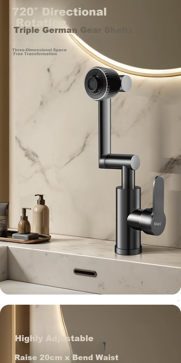 Del 28-Year Brand Basin Faucet Hot and Cold Water Mixer 2-in-1 Universal Mechanical Arm Washbasin Faucet 3