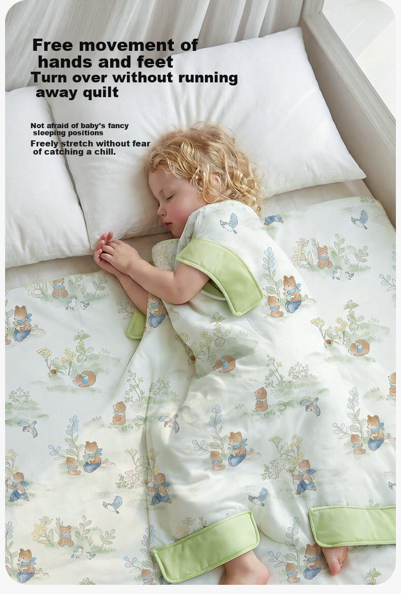 KUB Baby Anti-Kick Quilt Spring and Summer Embrace Quilt Baby Sleeping Bag Integrated Cooling Sleeping Bag Snow Rabbit Play - 150*150cm 3