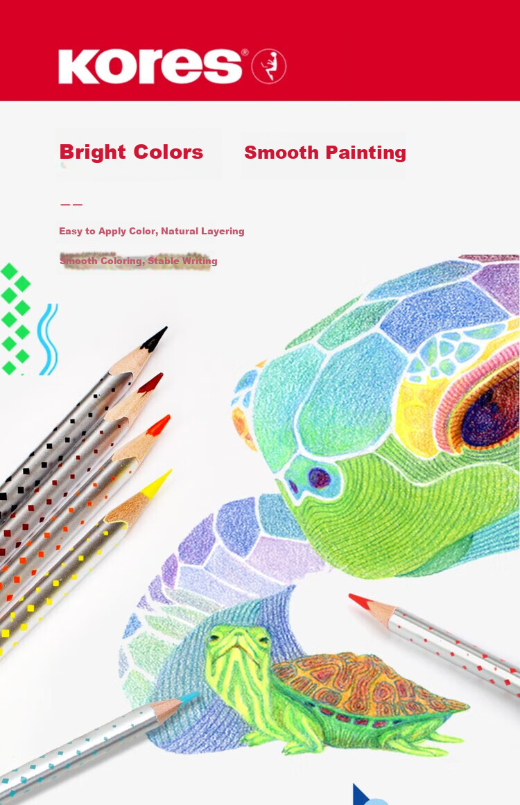 KORES Europe Colorful Erasable Colored Pencils 24 Colors Triangular Oil-Based Pencils for Kids Students Beginners Art Drawing Set 6