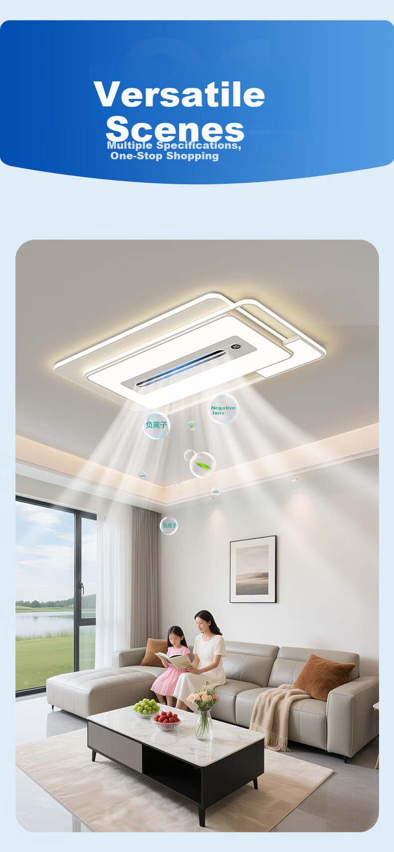 HP Pure Eye Protection Living Room Leafless Fan Ceiling Light Smart Bedroom Lamp Zhongshan Lighting Zhenzhiguang 18