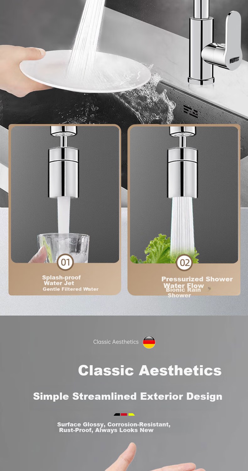 Del 28-Year Brand Kitchen Faucet Hot and Cold Adjustable 2-in-1 360° Rotatable Splash-Proof Faucet CFLT-LR 5