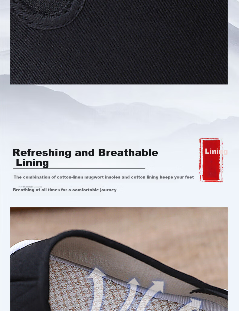 Yidisen [Beef Tendon Sole] Authentic Old Beijing Cloth Shoes Multi-layer Sole Mugwort Deodorant Breathable Non-slip Wear-resistant Black 45 6