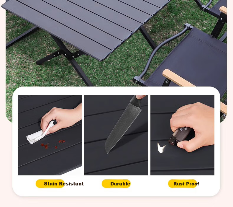 Xiaomo Outdoor Folding Table, Picnic Barbecue Egg Roll Table Camping Table And Chairs, Portable Stalls Camping Balcony Leisure Table, Black 10