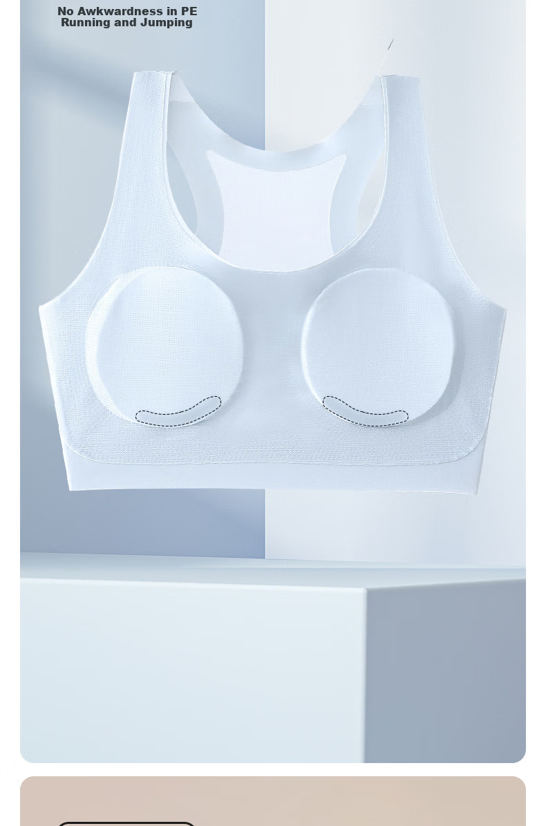 Langsha Girls' Youth Racerback Ice Silk Seamless Cool Sports Shockproof Underwear Vest for 10-Year-Old Students Stage One 7