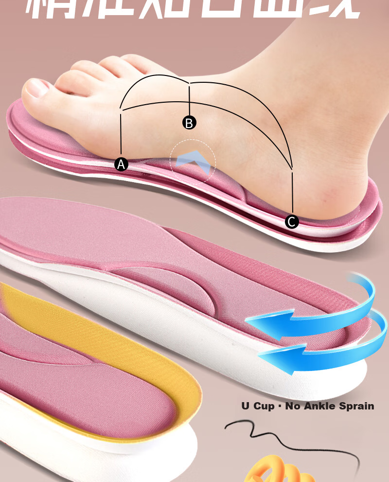 Energetic Rebound Women's Insoles Sweat-Absorbing Odor-Resistant Breathable Comfortable Long-Standing Soft Cushioned Anti-Foot Pain Military Training Size 35 14
