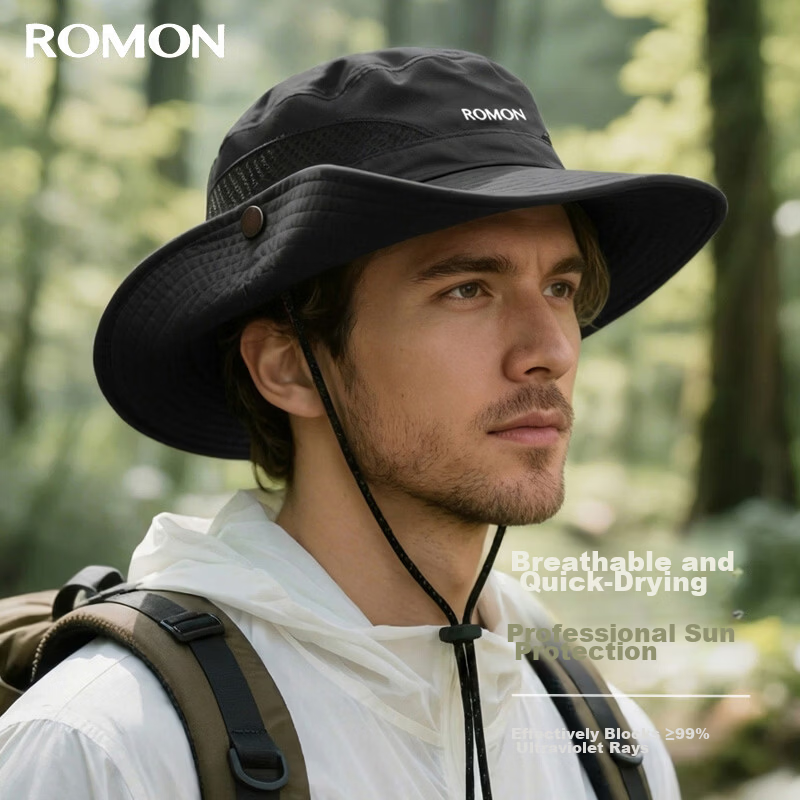 Romon Men's Fisherman Hat Sun Protection Quick-Dry Breathable Sunshade Outdoor Travel Mountaineering Fishing UV Protection Sun Hat for Women