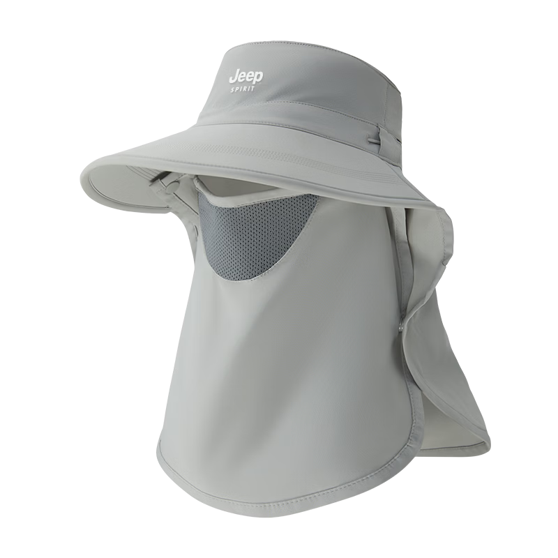JEEP SPIRIT Women's Summer Sun Protection Hat with Face Shield, Men's UV Protection Outdoor Sun Hat FS4037 Dark Gray