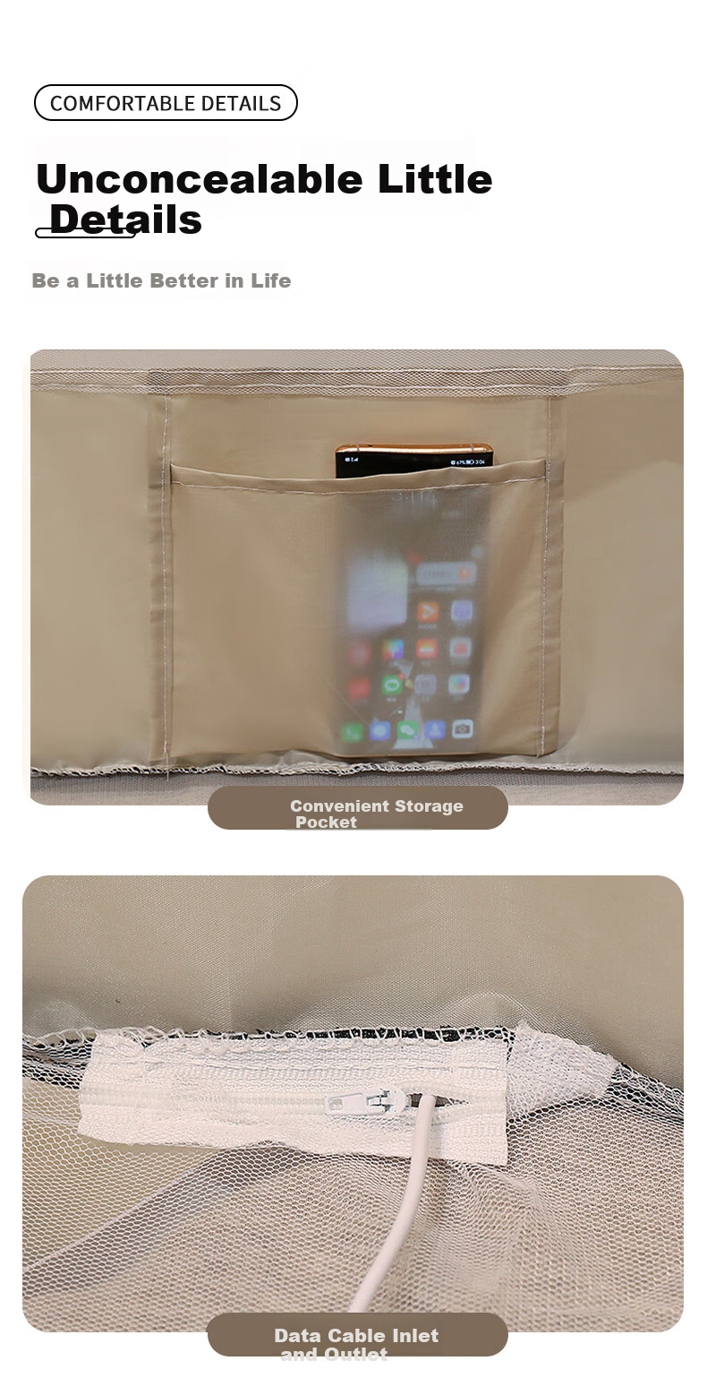 Nanjiren Children and Adult Anti-Fall Mosquito Net 1.8x2m Bed A-Class Dense Mesh Double Door Full Bottom Square Top Home Use with Frame 10