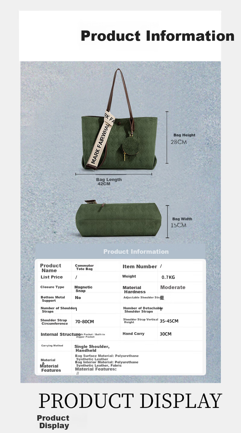 Mark Fairwhale New Large Capacity Tote Bag for Women Commuter Shoulder Handbag Versatile Birthday Gift 1