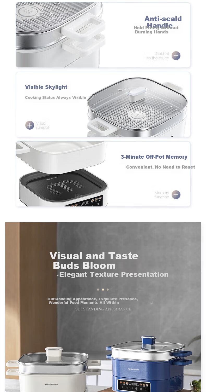 Morphyrichards MR8901 Electric Hot Pot 3-Min Rapid Boil Sauna Hot Pot 2100W 220V 6L Blue Unit 17
