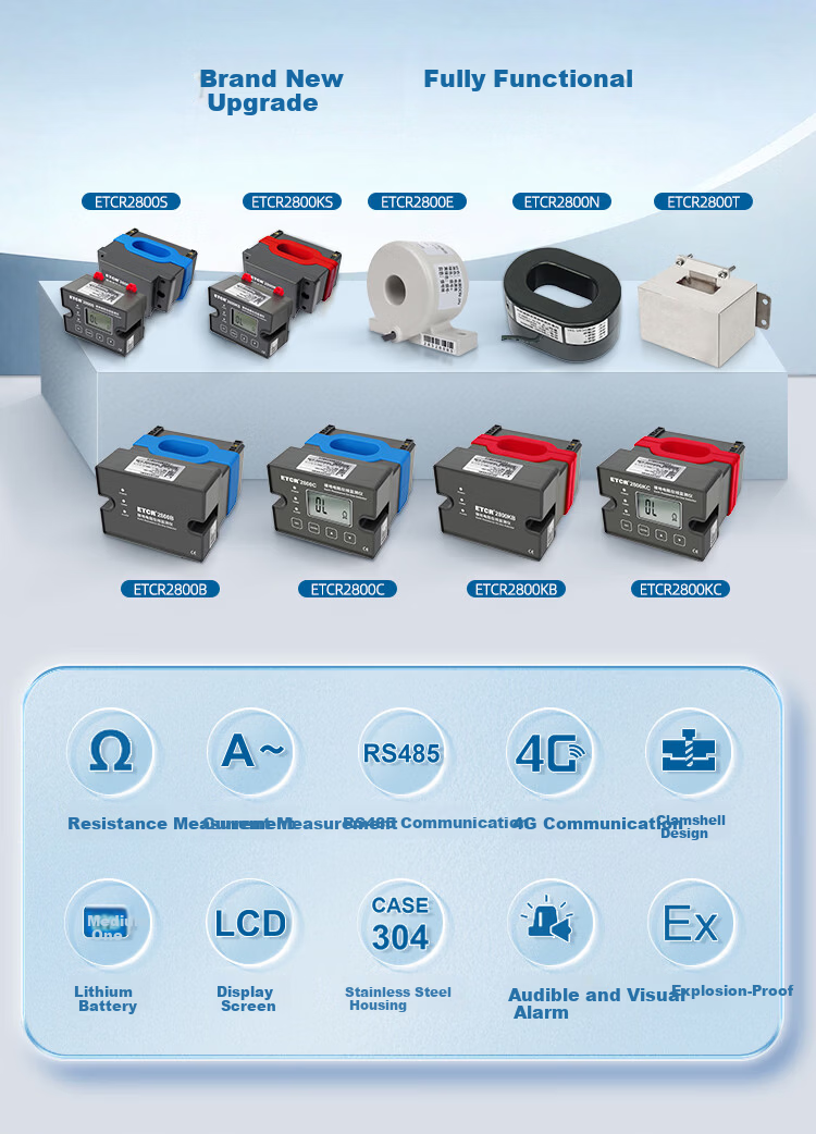 ETCR Online Ground Resistance Tester with Ground Current Measurement, Explosion-Proof Certified, RS485/4G Communication 1