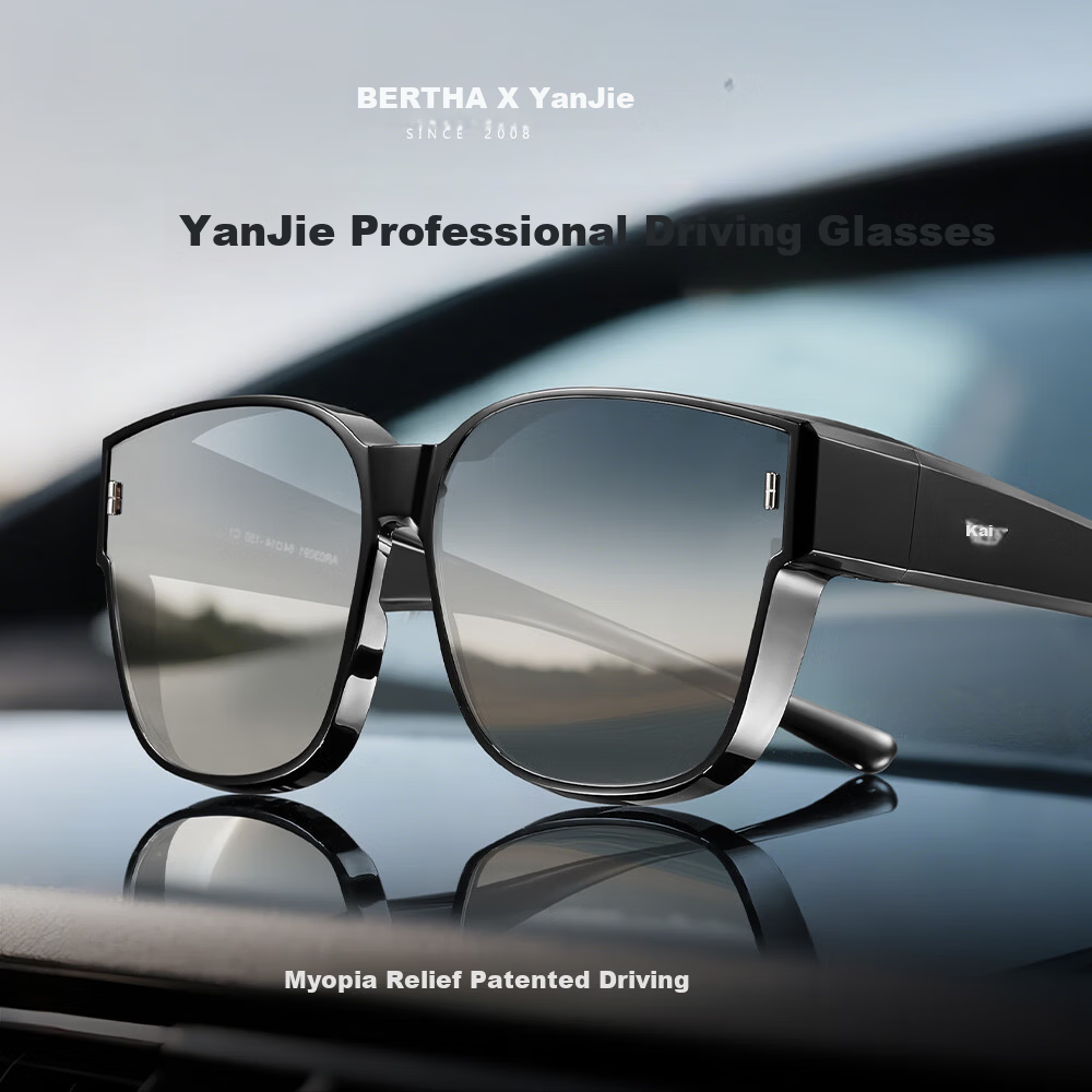 Bertha Transitional Driving Sunglasses for Men Prescription Compatible Photochromic Polarized Sun Glasses Driver HUD Compatible Day and Night Use