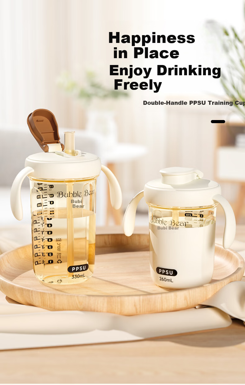 Bubble Bear PPSU Flip Straw Cup Anti-Drop Leak-Proof Drinking Bottle Baby Training Cup Direct Drinking Straw Cup 1
