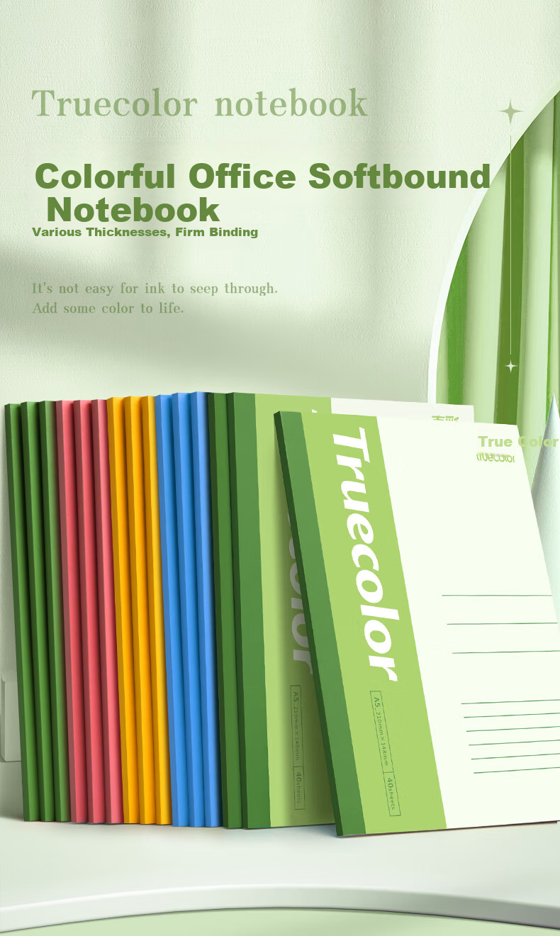 TRUECOLOR A5 50-Sheet Notebook for Students Office Supplies Softcover Journal Diary Exercise Workbook 4-Pack 2389C 1
