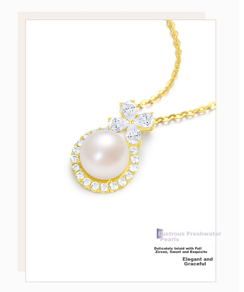 CHOW TAI SENG DC Clover Pearl Necklace for Women Sweater Chain Sterling Silver Luxury Clavicle Chain Birthday Gift for Girlfriend Wife 4