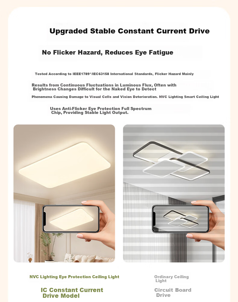 NVC Ceiling Light, Living Room Main Light, Bedroom Fixture, 2026 High-End New LED Full Spectrum Eye-Protection White Snow 3 7