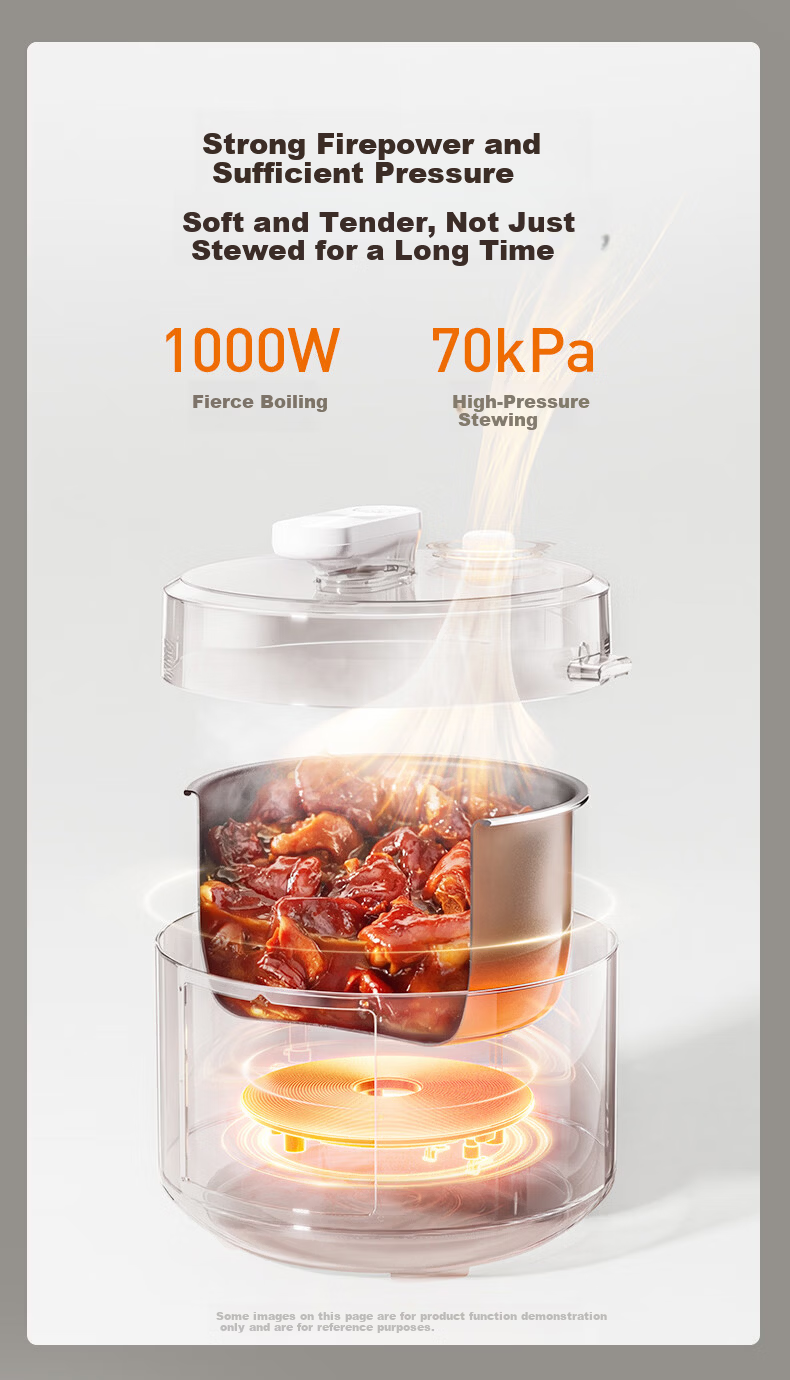 Joyoung 5L Large Capacity Electric Pressure Cooker with Deep Soup Crystal Diamond Inner Pot, Smart High-Pressure Cooker for 4-5 People, Model Y-50C10 4