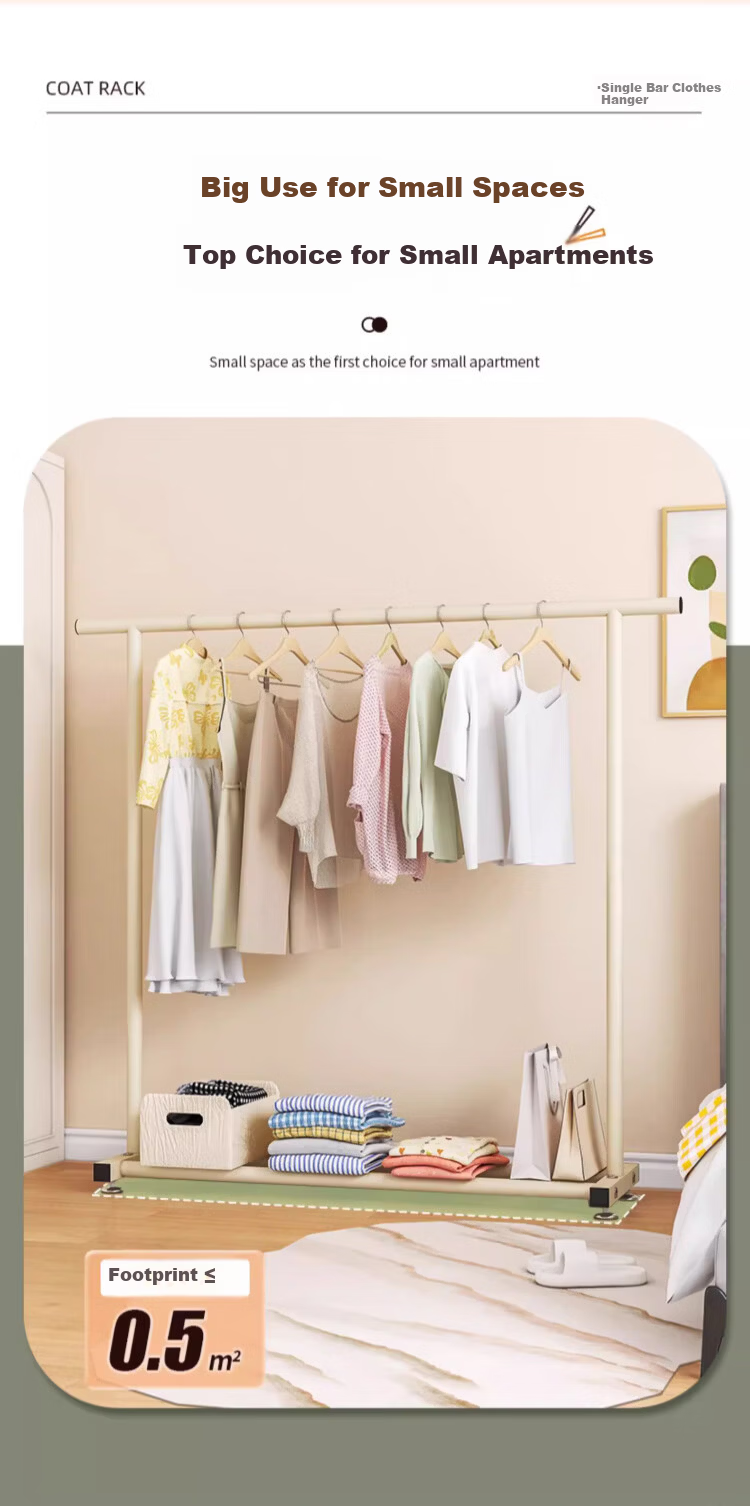 Yemai Floor Clothes Drying Rack Balcony Clothes Rod Bedroom Home Dormitory Hanger Pulley Type 1.5m Milk White 6