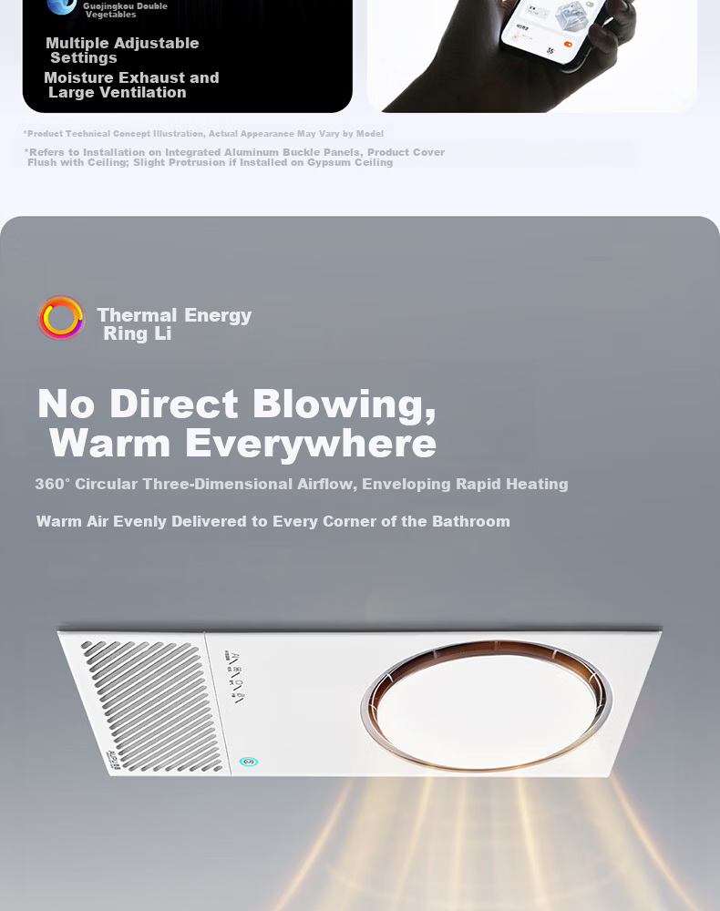 AUPU Smart Bathroom Heater Q360A3-Air with Thermal Ring Deodorization, Warm Air, Lighting, and Exhaust Integration 5