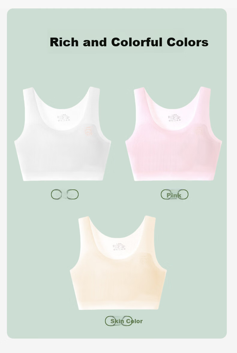Seven-Color Spinning 2-Pack Girls' Underwear Developmental Period 6-12 Years Summer Thin Big Kids Elementary School Vest Girls' Bra 12