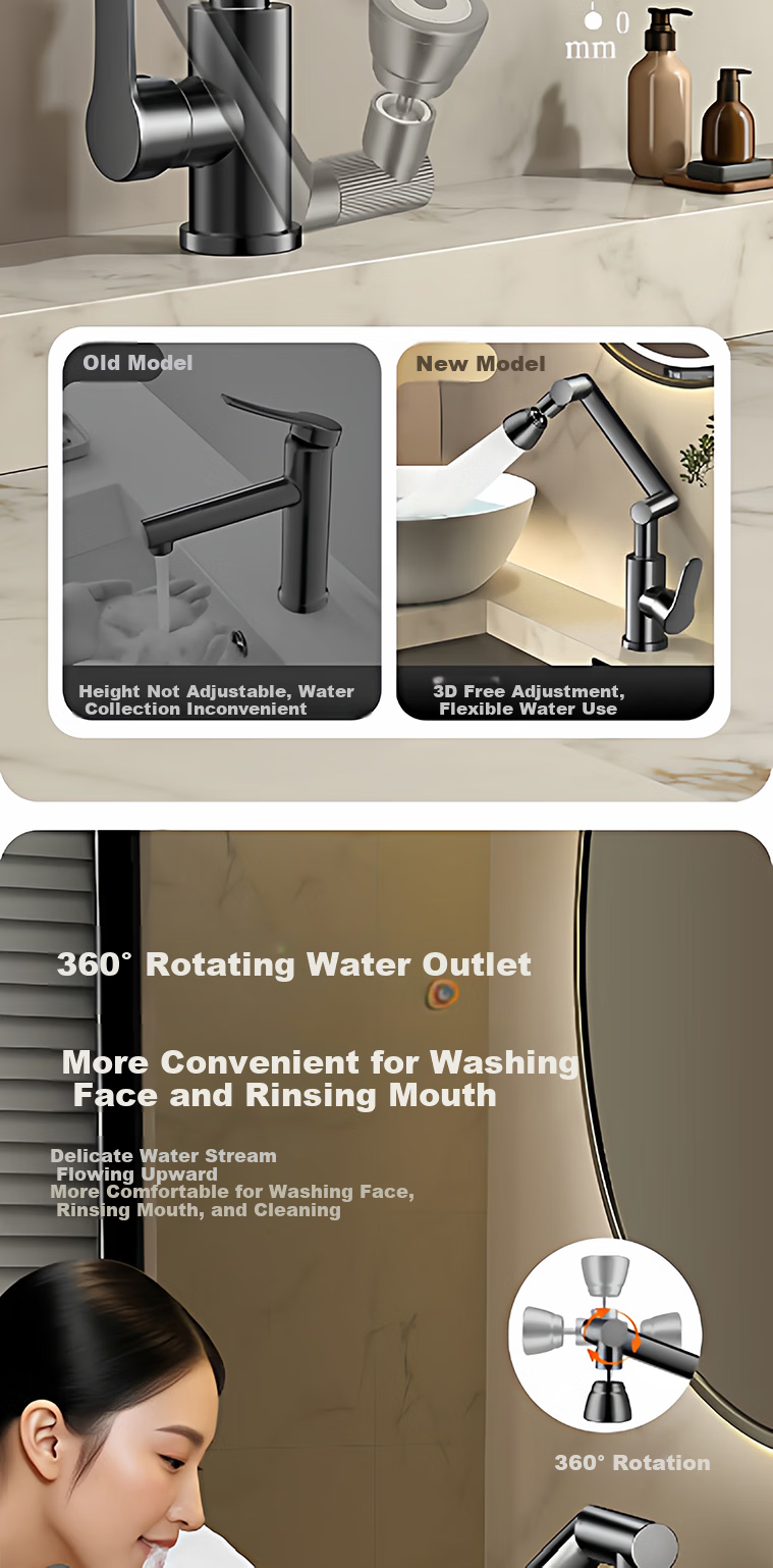 Baihan Basin Faucet Bathroom Sink Faucet Hot and Cold Water Two-in-One 10