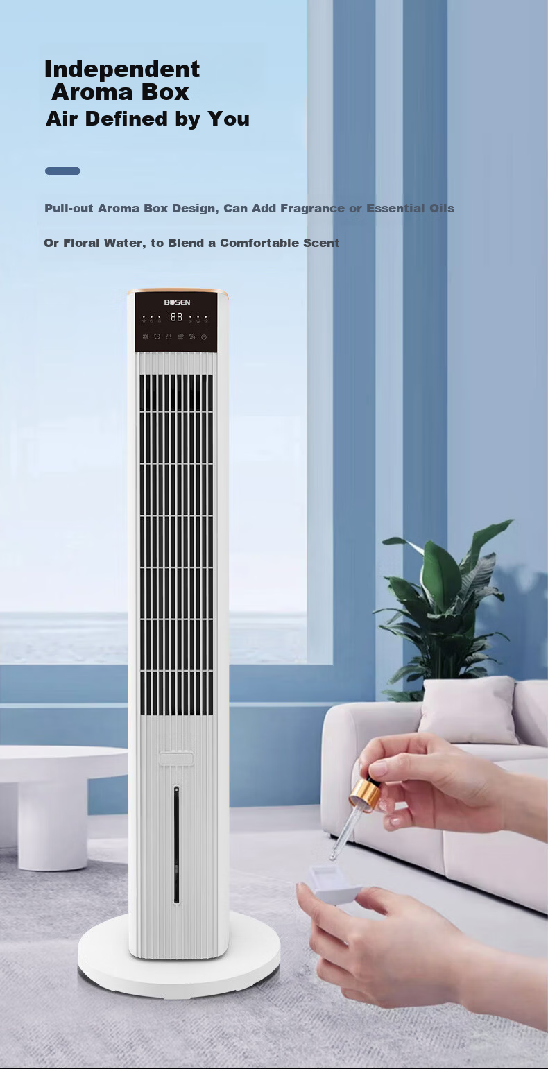 Bosen Home Smart Voice-Controlled Cooling Fan Humidifying Water Cooling Tower Fan Office Living Room Standing Portable Energy-Saving Small Air Conditioner Fan Oscillating Bladeless Fan TAS-1004W 4
