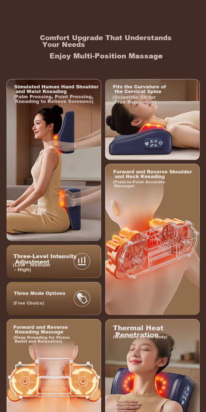 Ai Professor Cervical Massager Waist Massager Massage Pillow Shoulder Neck Waist Back Leg Massage Cushion Full Body Automatic Kneading Heating Practical Birthday Gift for Parents Elderly 1