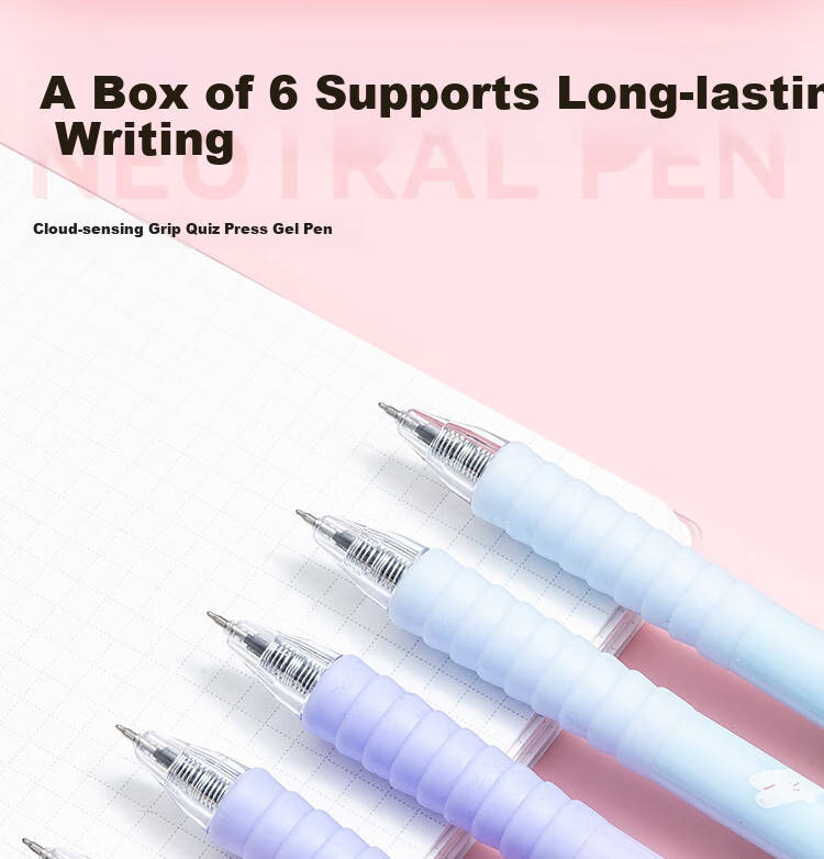 JD Jingdong Jingzao Ergonomic Posture Retractable Gel Pen Black 0.5mm 6-Pack Dual Ballpoint Tip Student Exam Writing Pen Soft Protective Sleeve JD1041 7